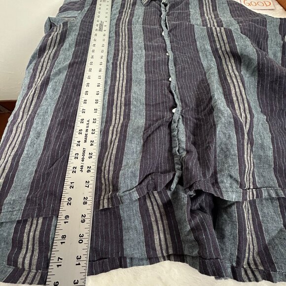 Bryn Walker Womens Striped Button-Down Linen Tunic Shirt Medium Purple Lagenlook - Picture 7 of 9